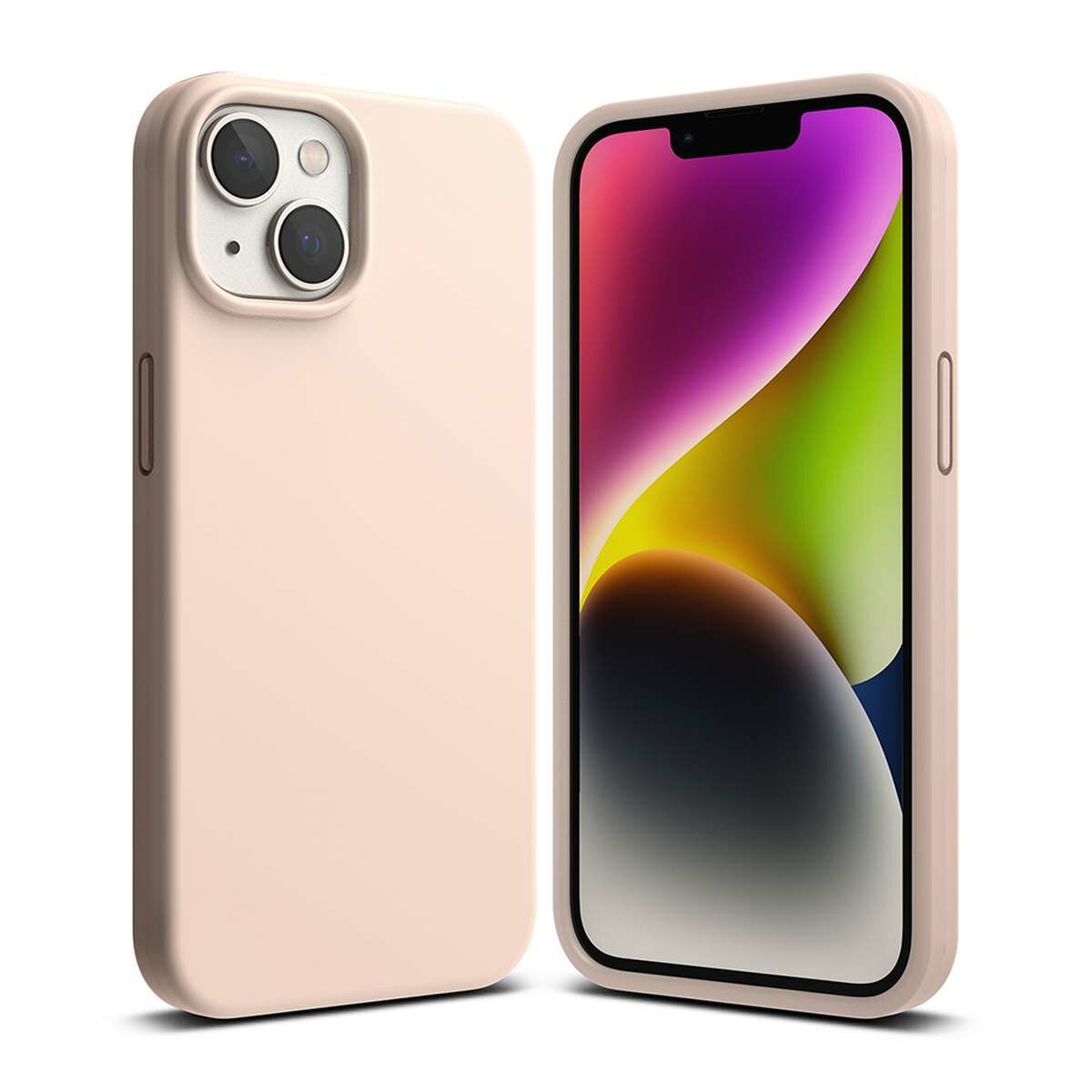 Kép 1/3 - Ringke iPhone 14 Plus tok, Silicone, Pink Sand