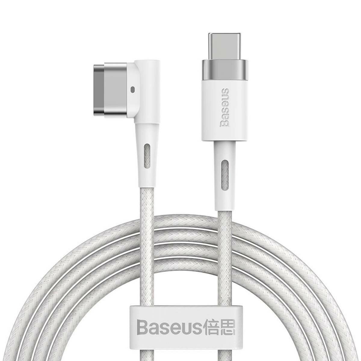 Kép 4/15 - Baseus MacBook töltő, MagSafe Zinc, L-alakú, szögletes, mágneses töltő kábel MacBook Power - USB Type-C, 60W, 2m, fehér (CATXC-W02)