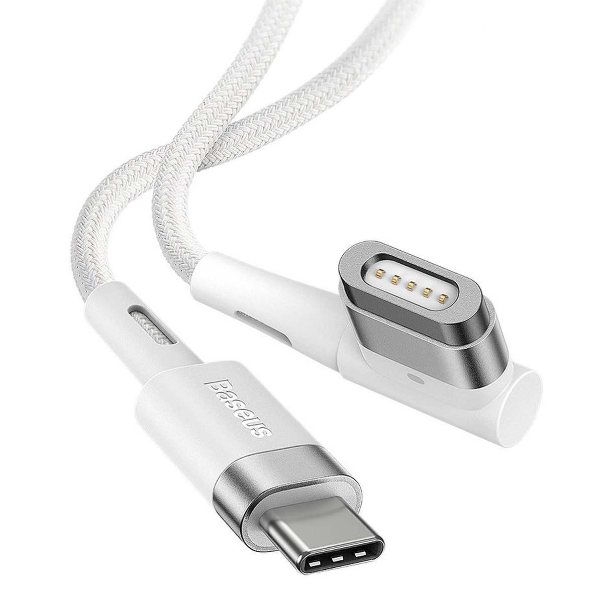 Kép 7/15 - Baseus MacBook töltő, MagSafe Zinc, L-alakú, szögletes, mágneses töltő kábel MacBook Power - USB Type-C, 60W, 2m, fehér (CATXC-W02)