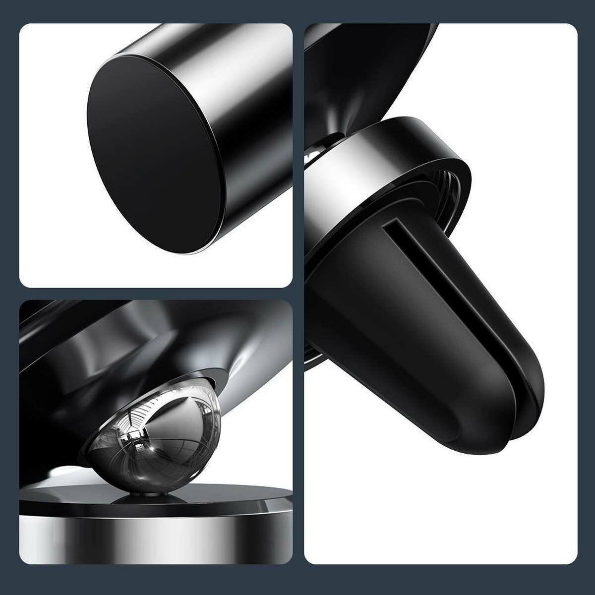 Kép 13/19 - Baseus autós telefon tartó, Magnetic, műszerfalra/szellőzőrácsra, 360 fokban forgatható, iPhone MagSafe kompatibilis, fekete (SULD-01)