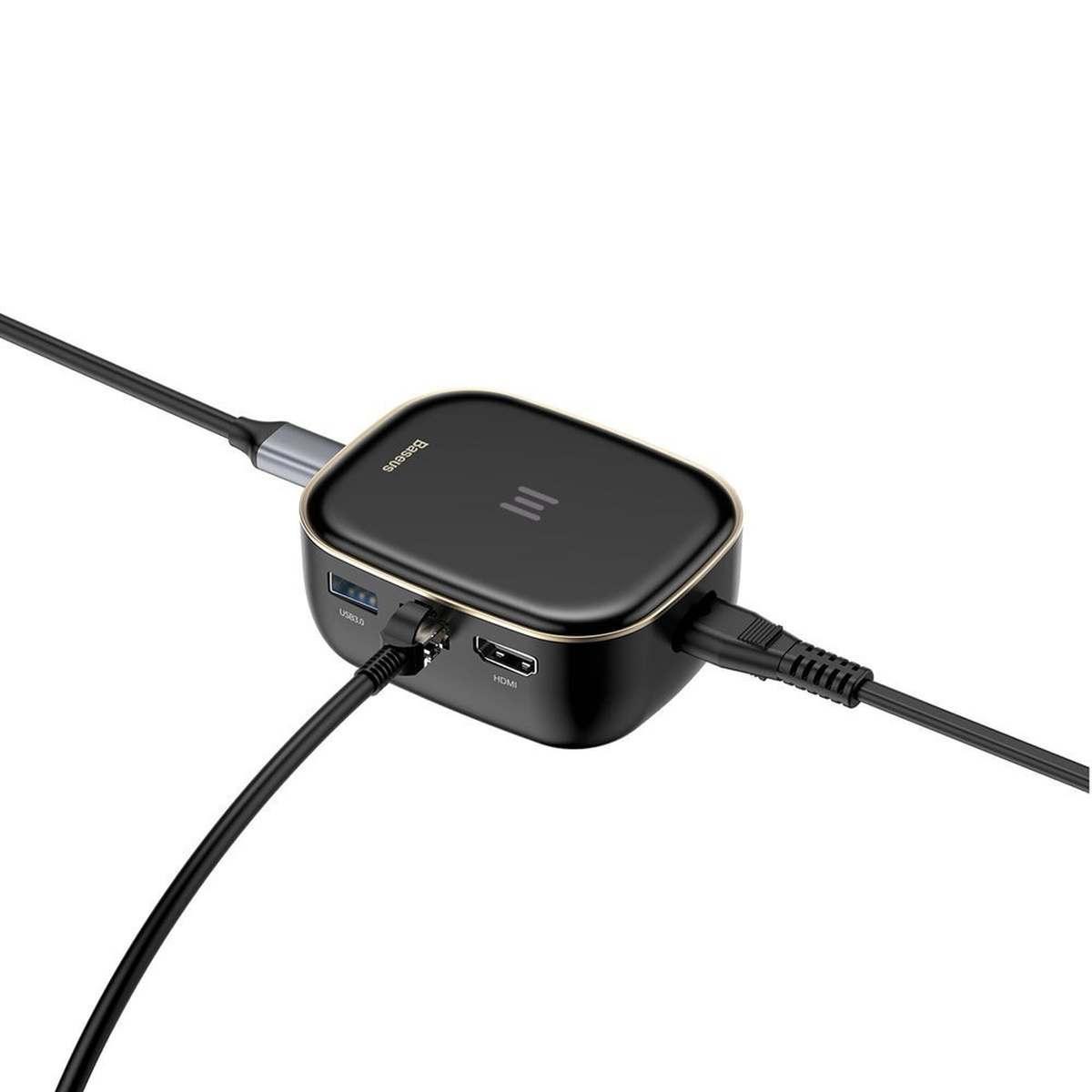 Kép 9/20 - Baseus HUB, aljzatelosztó MacBook-hoz (Type-C bemenetről 4x USB 3.0 / USB Type-C PD adapter MacBook-hoz / Laptop 60W) szürke (CAHUB-EZ0G)