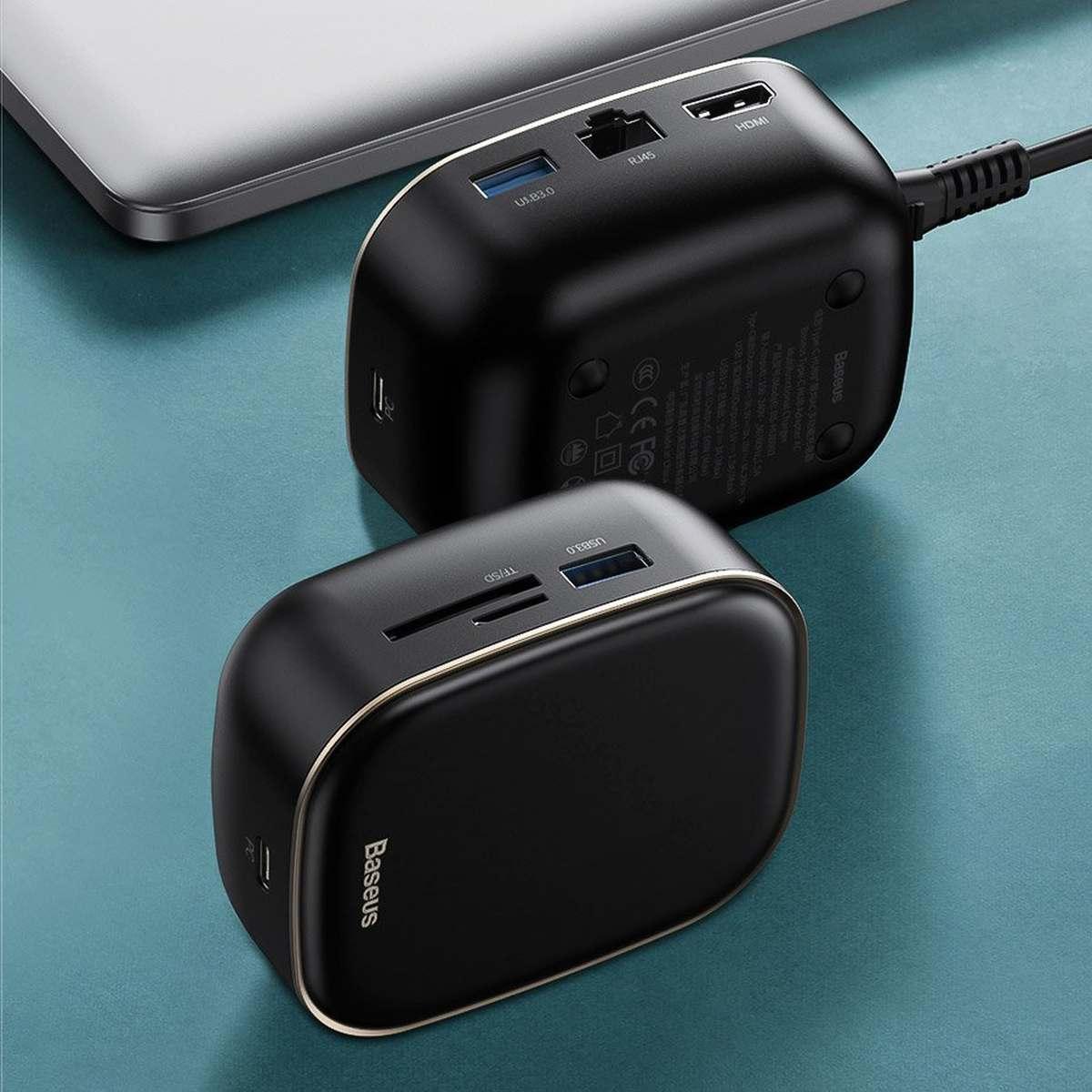 Kép 15/20 - Baseus HUB, aljzatelosztó MacBook-hoz (Type-C bemenetről 4x USB 3.0 / USB Type-C PD adapter MacBook-hoz / Laptop 60W) szürke (CAHUB-EZ0G)