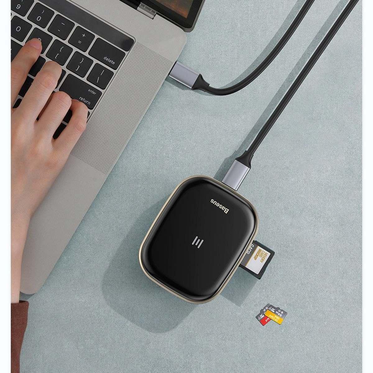 Kép 17/20 - Baseus HUB, aljzatelosztó MacBook-hoz (Type-C bemenetről 4x USB 3.0 / USB Type-C PD adapter MacBook-hoz / Laptop 60W) szürke (CAHUB-EZ0G)