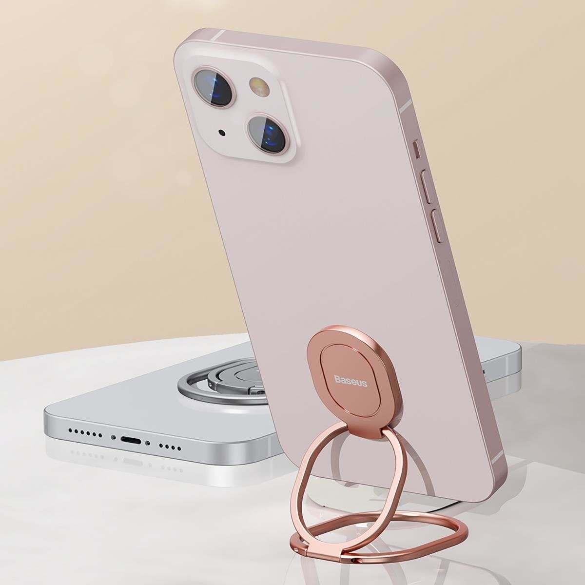 Kép 11/18 - Baseus kiegészítő Rails Metal öntapadós, köralakú telefontartó állvány, szürke (LUGD000013)