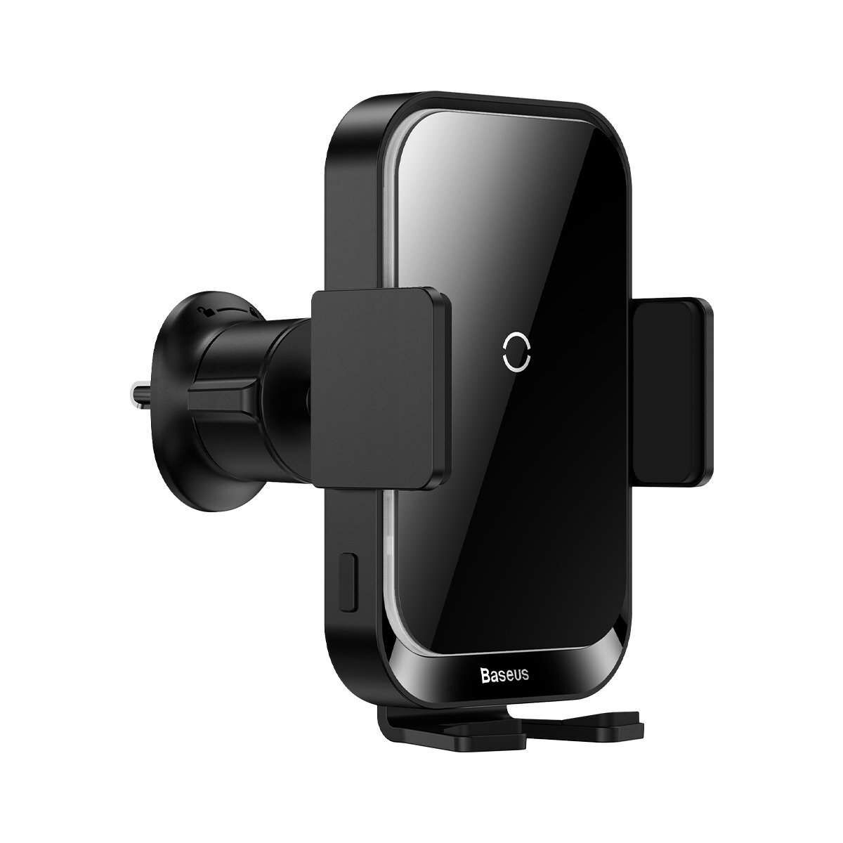 Kép 10/13 - Baseus autós telefon tartó, Halo automatikus záró szenzorral, RGB LED töltő csík, 15W, fekete (SUDD000001)
