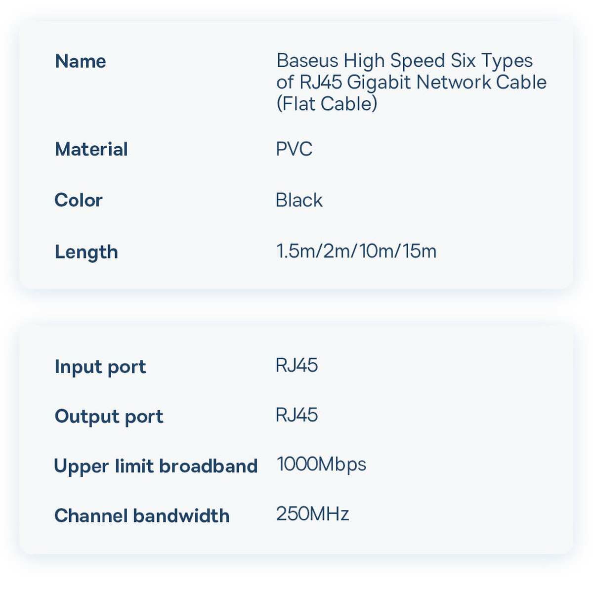 Kép 16/20 - Baseus hálózati kábel High Speed Six types of RJ45 (CAT6) Gigabit, lapos kábel 1.5m, fekete (WKJS000001)