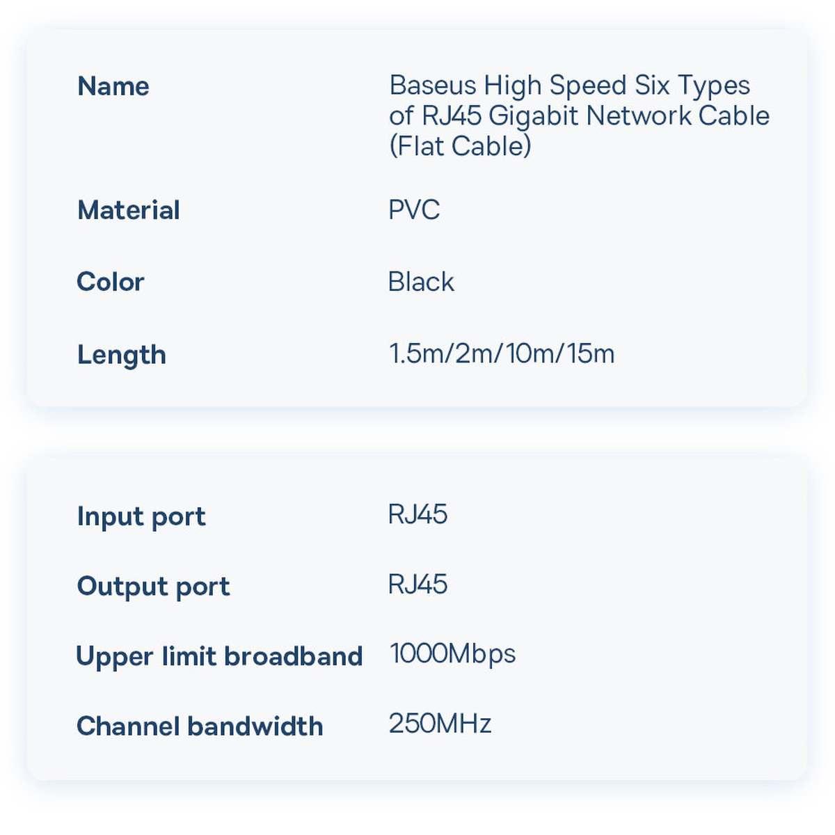 Kép 16/20 - Baseus hálózati kábel High Speed Six types of RJ45 (CAT6) Gigabit, lapos kábel 2m, fekete (WKJS000101)