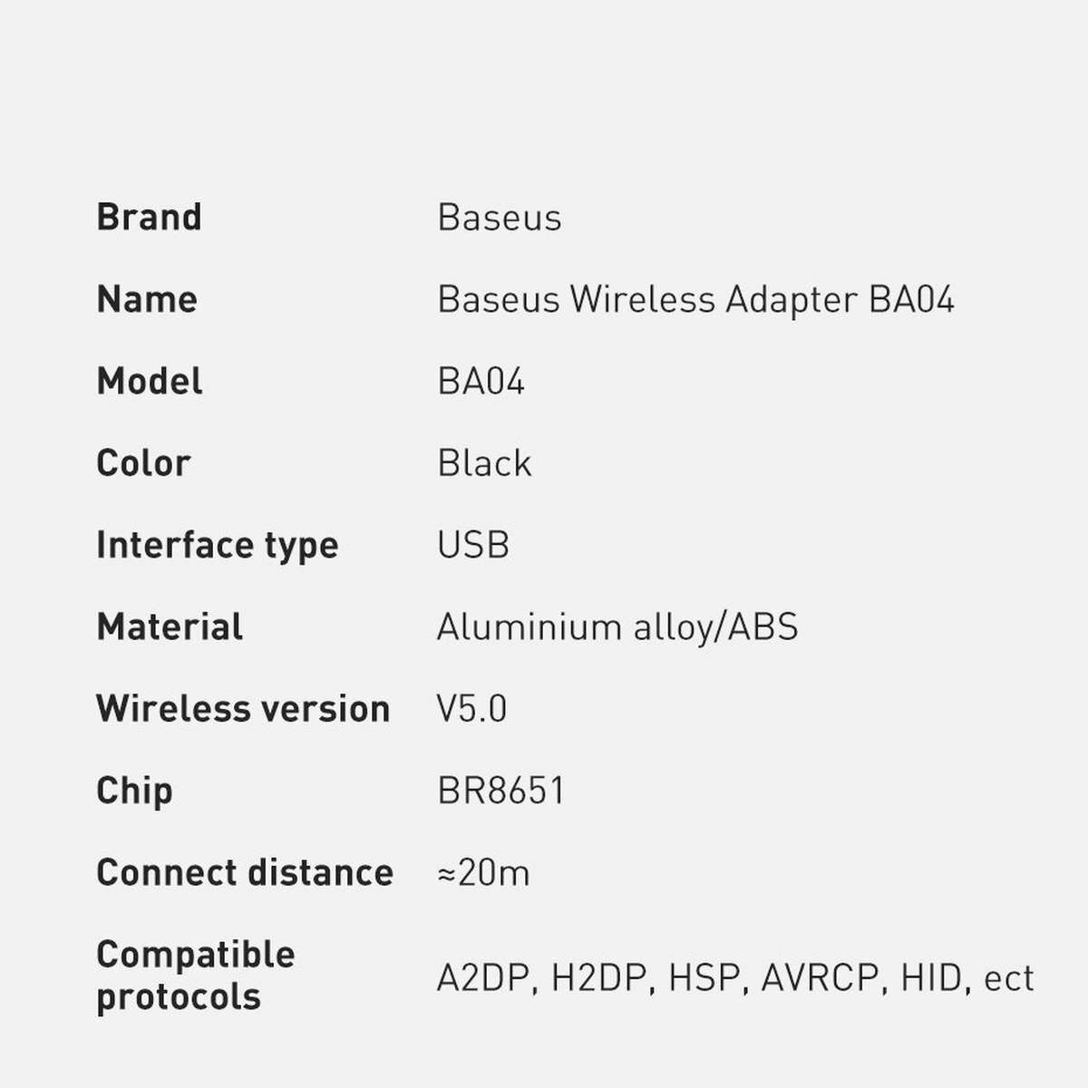 Kép 16/20 - Baseus HUB BA04 mini Bluetooth 5.0 adapter USB számítógépes vevőegység és transmitter, fekete (ZJBA000001)