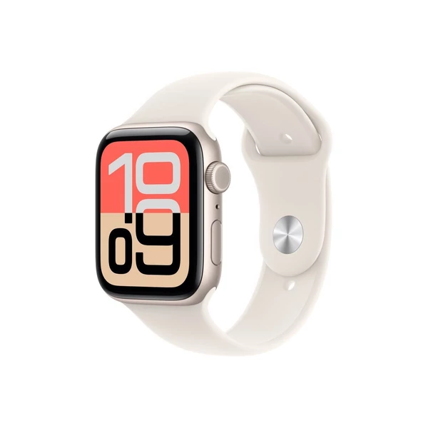 Apple Watch SE 3 (2025) GPS 44mm csillagfény aluminium tok, csillagfény sportszíj (S/M) EU MEHG4