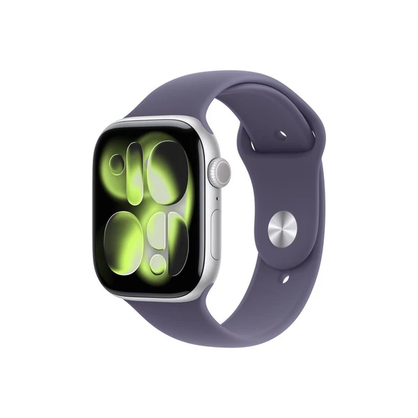 Apple Watch Series 11 (2025) GPS 46mm ezüst alumíniumtok, ködös lila sportszíj (M/L) EU MEVA4