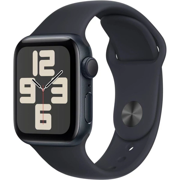 Apple Watch SE (2023) 40mm éjfekete alumíniumtok, éjfekete sportszíj M/L EU MR9Y3