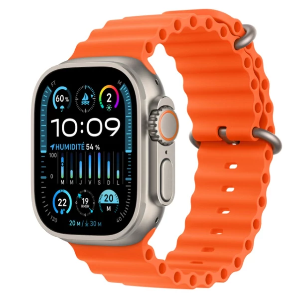 Apple Watch Ultra 2 GPS + Cellular 49mm Titanium case with Orange Ocean Band Black EU MREH3