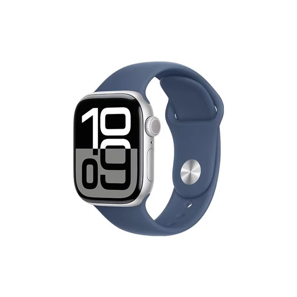 Apple Watch Series 10 GPS 42mm ezüst alumínium tok, farmer sportszíj M/L EU MWWC3
