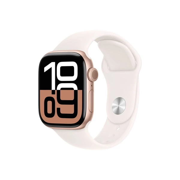 Apple Watch Series 10 GPS 42mm rózsaarany alumínium tok, rózsaszín sportszíj M/L EU MWWH3