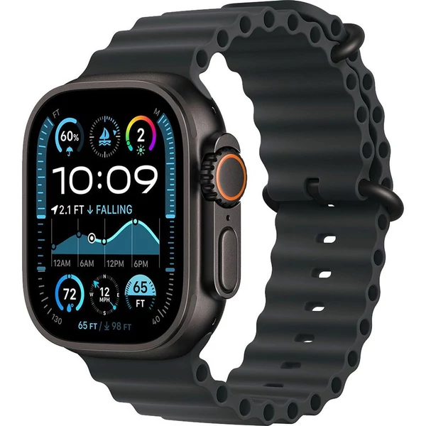 Apple Watch Ultra 2 GPS + Cellular 49mm titántok, fekete óceán szíj EU MX4P3