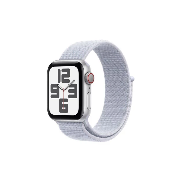 Apple Watch SE GPS + Cellular 40mm ezüst alumínium tok, fakókék sportpánt EU MXGE3