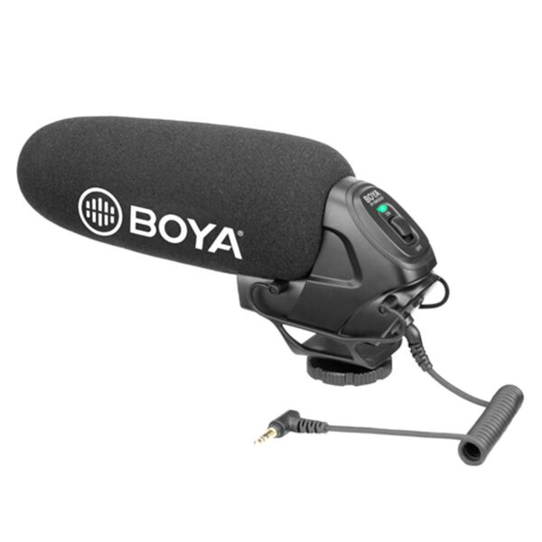 BOYA kamerára rögzíthető kompakt, kardioid puskamikrofon, 3.5mm-es TRS csatlakozóval, fekete EU