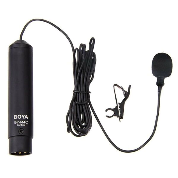BOYA vezetékes csíptetős Lavalier mikrofon XLR csatlakozóval, kardioid kondenzátorral, fekete EU
