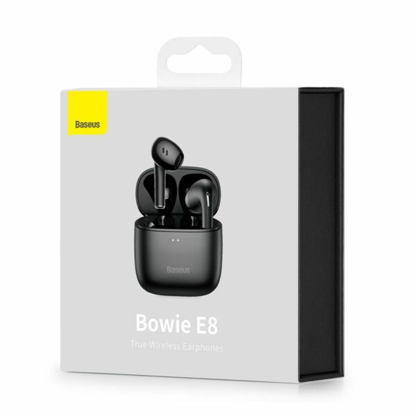 Baseus Bowie E8 Bluetooth vezeték nélküli fülhallgató BT 5.0, ENC, TWS, fekete EU (NGTW050201)