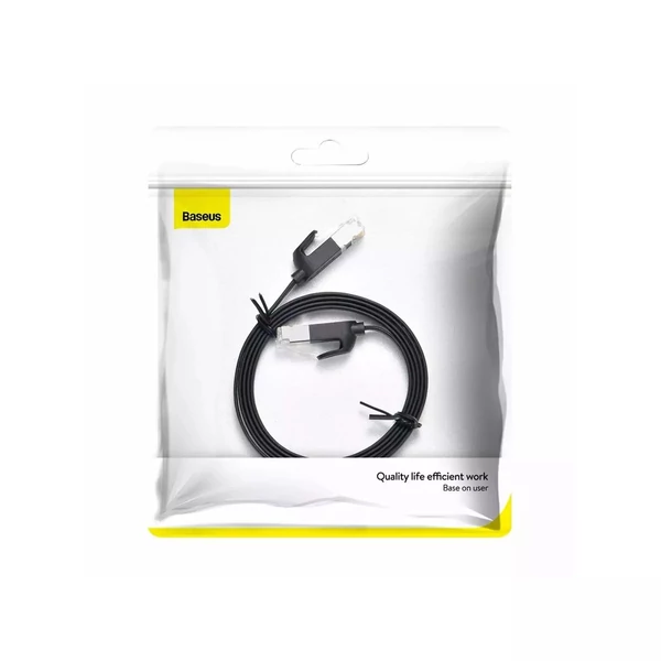 Baseus hálózati kábel CAT6 RJ45 (lapos kábel) 1 Gbps, 1m, fekete (PCWL-B01)