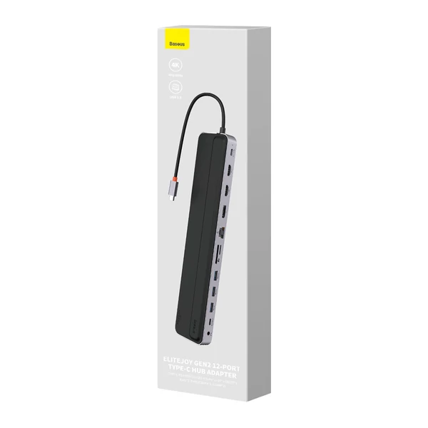 Baseus EliteJoy Gen2 12 az 1-ben HUB, USB-C + 2xHDMI + 3xUSB 3.0 + PD + DP + SD/TF + RJ45 + USB-C + 3.5mm, szürke (WKSX030213)