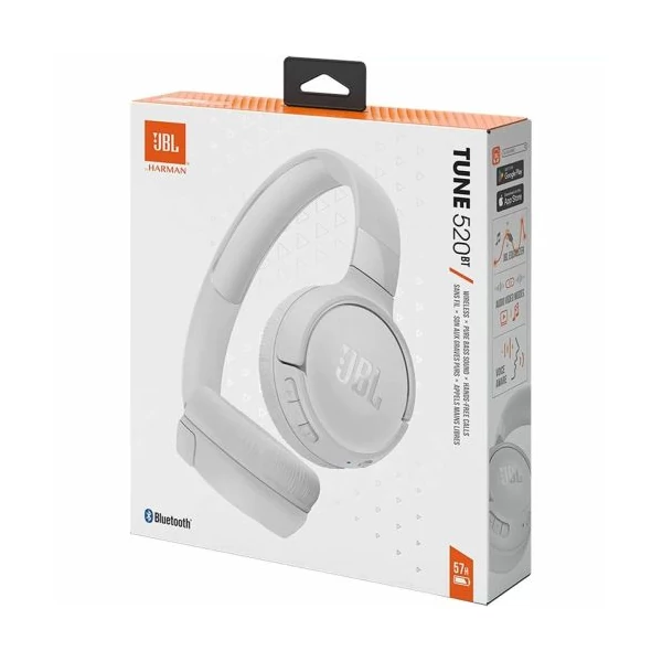 JBL Tune 520BT Bluetooth fejhallgató, fehér EU