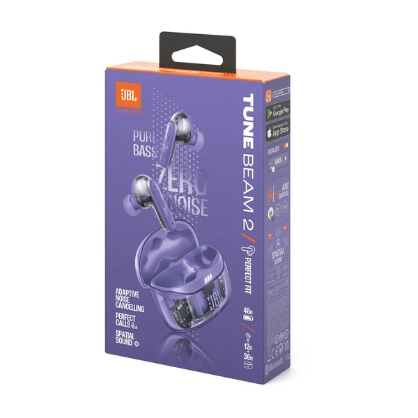 JBL Tune Beam 2 Ghost Edition TWS Bluetooth vezeték nélküli fülhallgató, lila EU