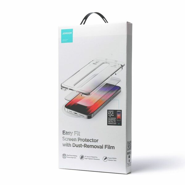 Joyroom Easy Fit iPhone 14 Pro teljes képernyő edzett üveg 9H kijelzővédő felhelyező kerettel (JR-DH10)