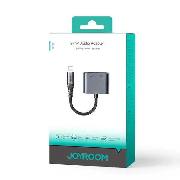 Joyroom DAC Adapter Lightning - 2 x Lightning, 60W, 0.12m, fekete (JR-SY-L02)