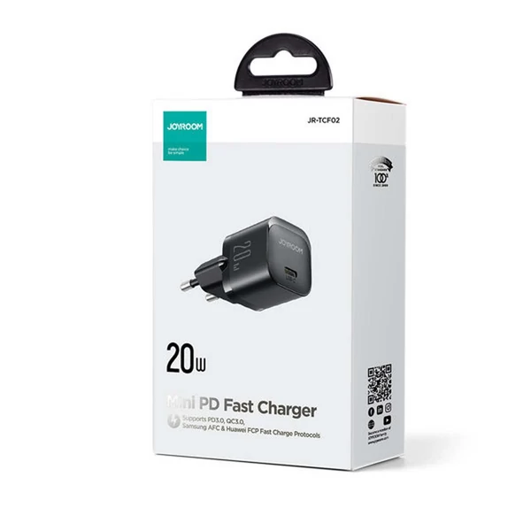 Joyroom Travel Charger Mini hálózati töltő Type-C, PD 20W, fekete (JR-TCF02)