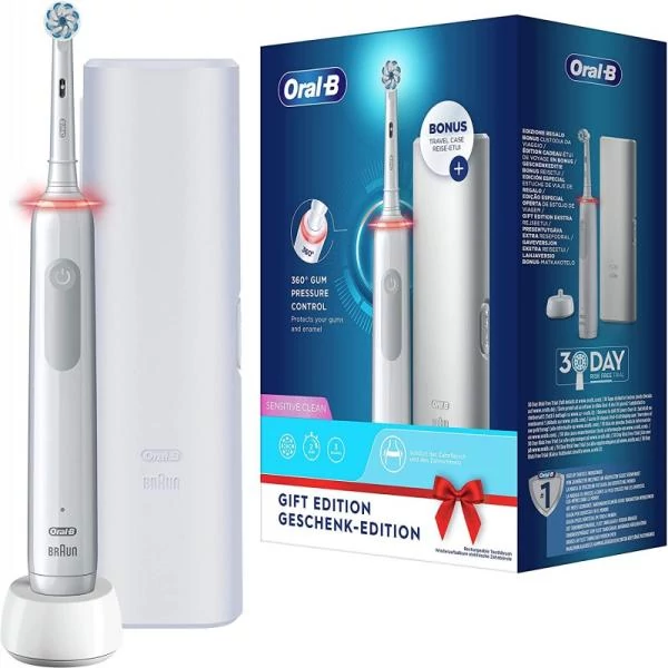 Oral-B Pro 3 3500 Sensitive Clean elektromos fogkefe készlet (Gift Edition), fehér EU