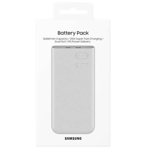 Samsung külső akkumulátor, gyorstöltés, Type-C - Type-C 0.2m kábellel, 10.000mAh, 25W, bézs (EB-P3400XUEGEU)