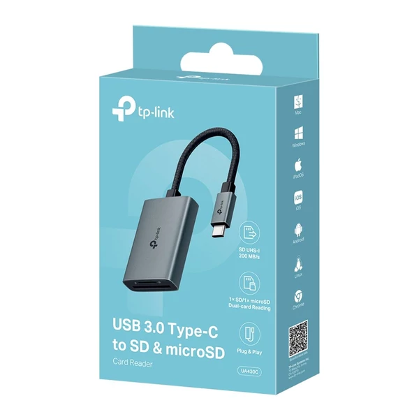 TP-Link UA430C Type-C - SD &amp; MicroSD kártyaolvasó, fekete EU