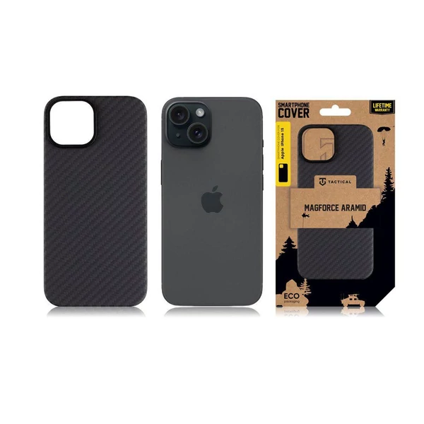 Tactical iPhone 15 Magforce Aramid tok, fekete