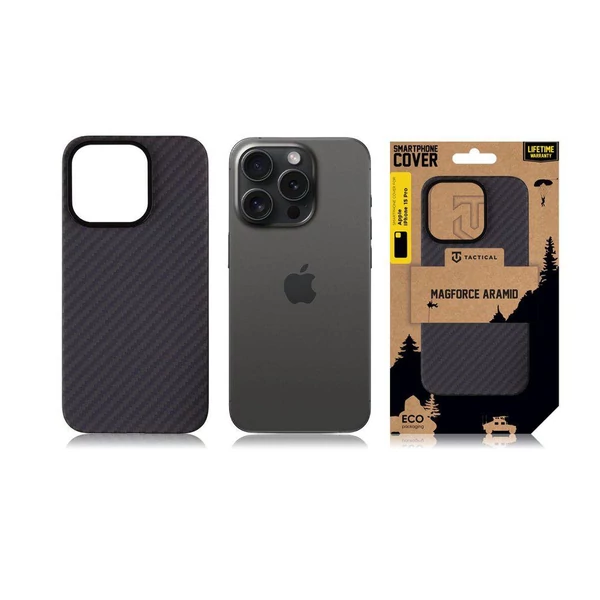 Tactical iPhone 15 Pro Magforce Aramid tok, fekete