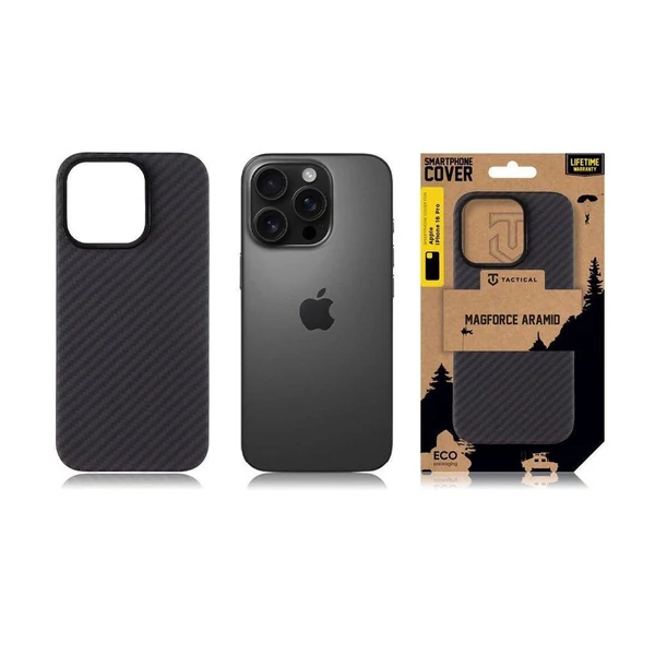 Tactical iPhone 16 Pro Magforce Aramid tok, fekete