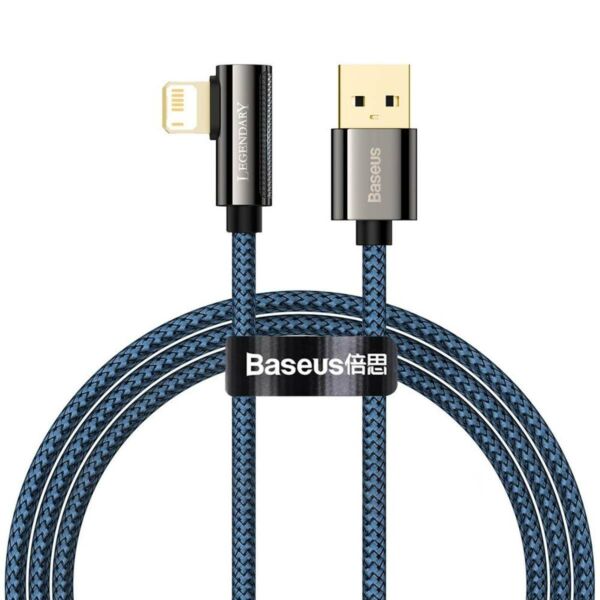 Baseus Legend Lightning-USB adat-és töltőkábel, L-alakú csatlakozó, 2.4A, 1m, kék (CACS000003)