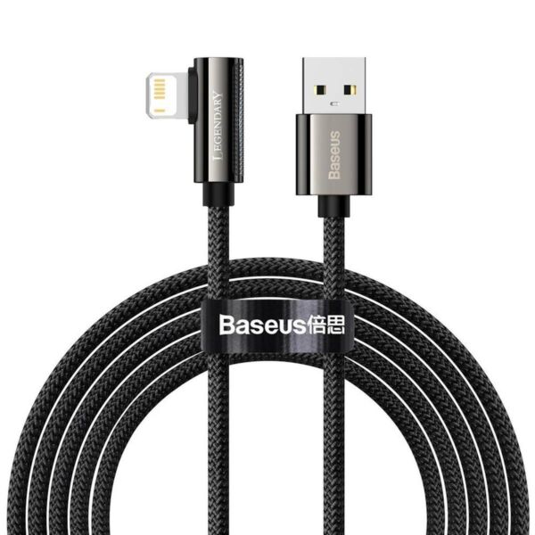 Baseus Legend Lightning kábel derékszögű csatlakozóval 2,4A, 2m, fekete (CALCS-A01)