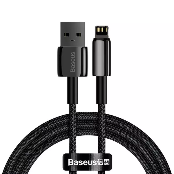 Baseus Tungsten Series Lightining-USB  adat-és töltőkábel, 2.4A, 1m, fekete (CALWJ-01)