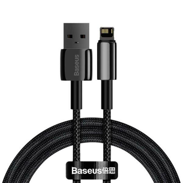 Baseus Tungsten Series Lightining-USB  adat-és töltőkábel, 2.4A, 1m, fekete (CALWJ-01)