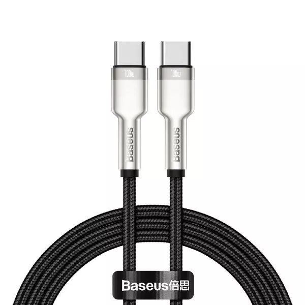 Baseus Cafule  Metal USB Type-C - USB Type C töltő- és adatkábel 100W (20V/5A) 1m, fekete (CATJK-C01)