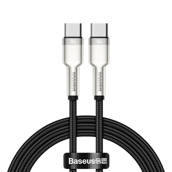 Baseus Cafule  Metal USB Type-C - USB Type C töltő- és adatkábel 100W (20V/5A) 1m, fekete (CATJK-C01)