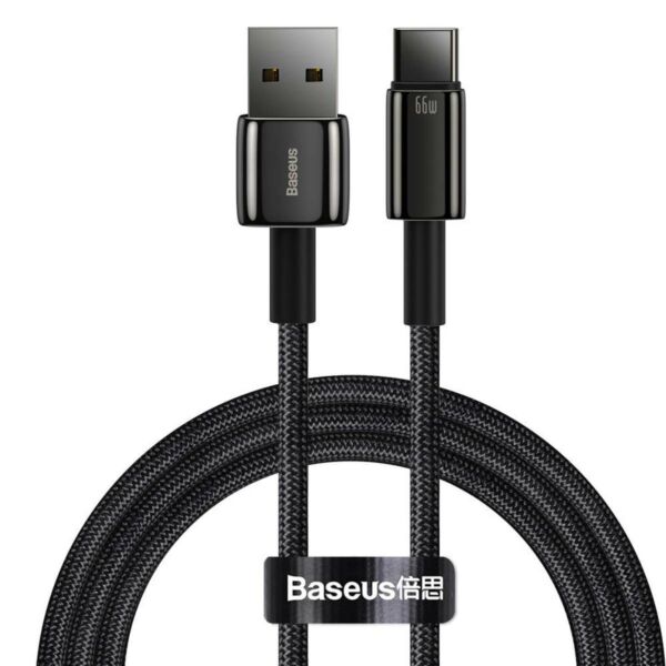 Baseus Tungsten Gold Series USB - USB-C töltőkábel, 66W (11V/6A), 1m, fekete (CATWJ-B01)