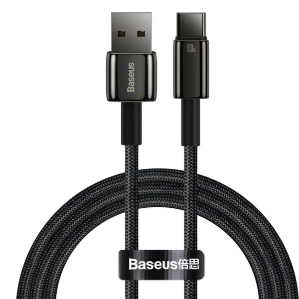 Baseus Tungsten Gold Series USB - USB-C töltőkábel, 480Mb/s, 100W, 1m, fekete (CAWJ000001)