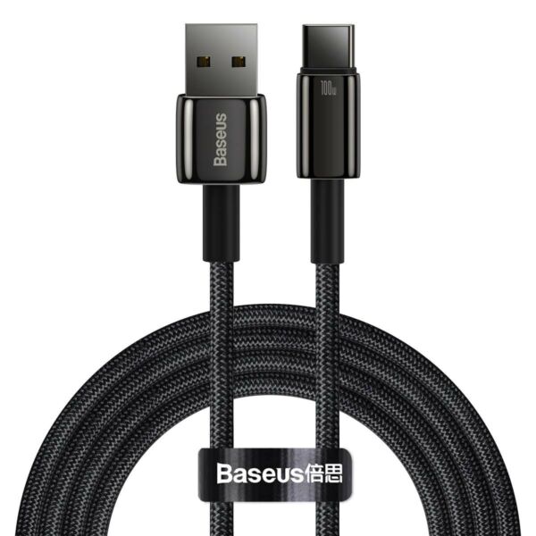 Baseus Tungsten Gold Series USB - USB-C töltőkábel, 480Mb/s, 100W, 2m, fekete (CAWJ000101)