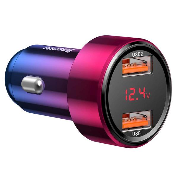 Baseus Magic Series Dual autós töltő, digitális kijelzővel, QC, 45W, piros (CCMLC20A-09)