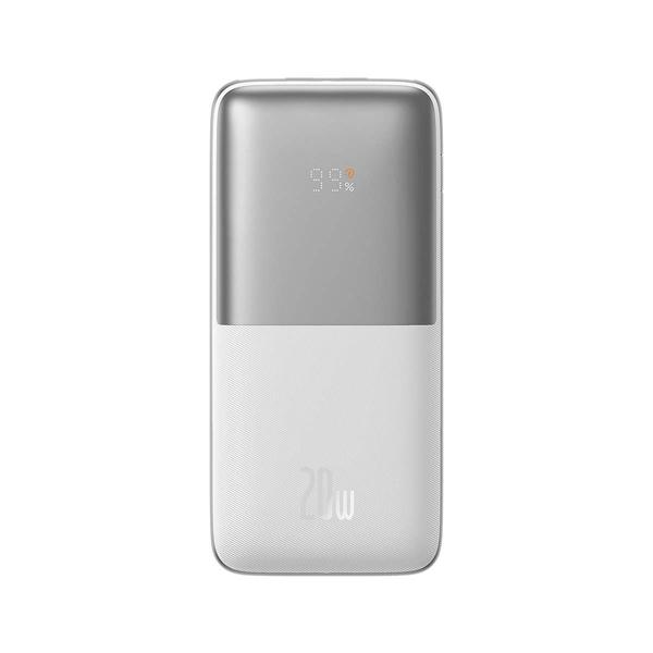 Baseus Bipow Pro külső akkumlátor digitális kijelzővel, 0.3m-es kábellel, 20W, 10000 mAh, fehér (PPBD040102)