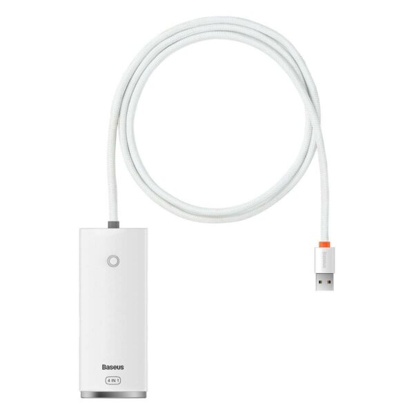 Baseus HUB Lite 4-in-1 adapter (USB-A - 4xUSB-A 3.0 5Gb/s) 1m-es kábellel, fehér (WKQX030102)