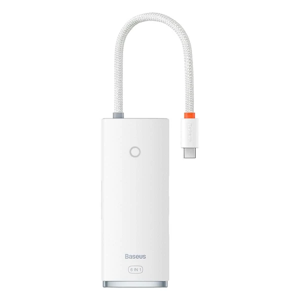 Baseus HUB Lite 6-in-1 adapter (Type-C - 2x USB 3.0 / PD USB-C / HDMI 1.4 / SD/TF), fehér (WKQX050102)