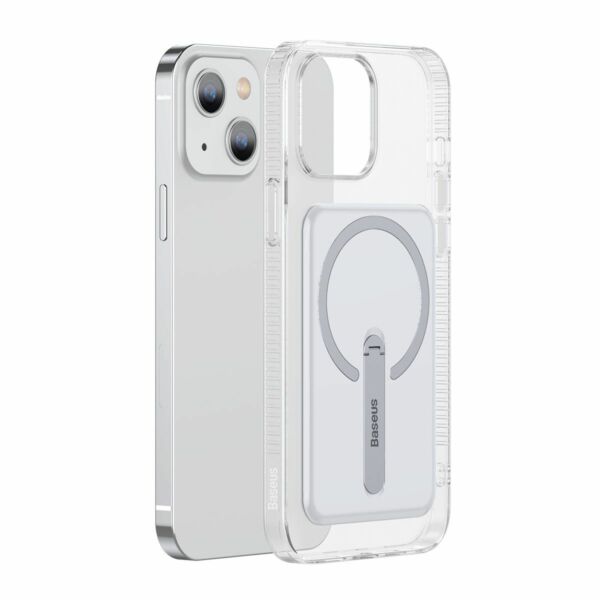Baseus iPhone 13 mágneses telefontok, kitámasztóval, átlátszó (ARCX000002)
